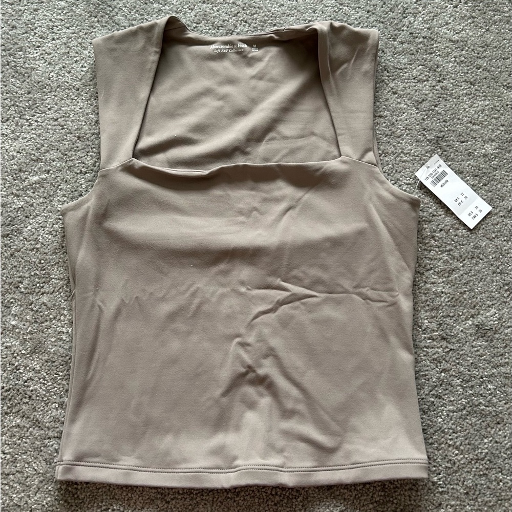 Square Neck Beige Women's Top